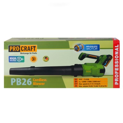 Аккумуляторная воздуходувка Procraft PB26 (1 АКБ и зп)