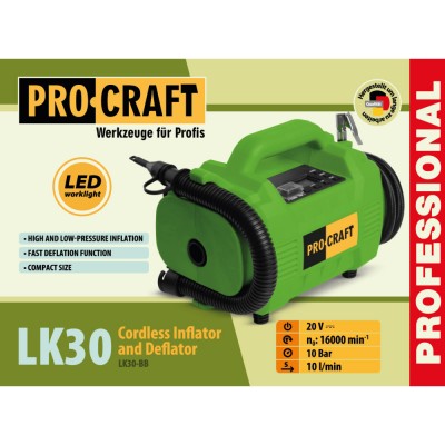 Аккумуляторный насос и дефлятор Procraft LK30 (без акб и зп)