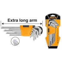 Комплект подовжених ключів Torx 9 шт. Т10-Т50 INGCO