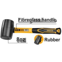 Киянка гумова 220 г чорна, фіберглас INGCO