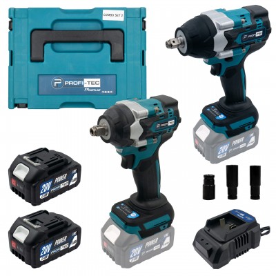 Акумуляторний набір інструментів PROFI-TEC Combo Set 2/4 POWERLine (DTW500BL, DTW800BL) (2×PT2040MP (4.0 Аг), зарядний пристрій)