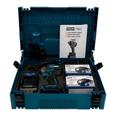 Аккумуляторный гайковерт PROFI-TEC PTW502 POWERLine (2×PT2040MP (4.0 Ач), зарядное устройство)
