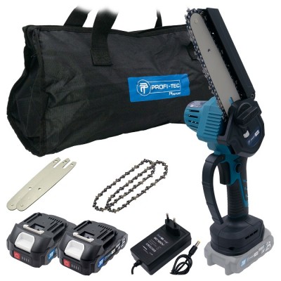 Аккумуляторная цепная пила PROFI-TEC PCS1520BL POWERLine (2×PT2020MP (2.0 Ач), зарядное устройство)
