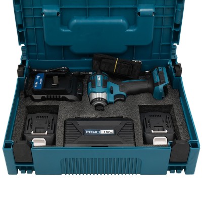 Аккумуляторный импульсный винтоверт PROFI-TEC PID1820BL POWERLine (набор бит, 2×PT2020MP (2.0 Ач), зарядное устройство)