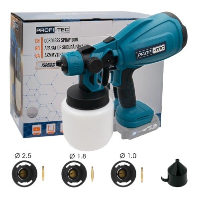 Аккумуляторный краскопульт PROFI-TEC PSG80020 POWERLine (без аккумулятора и зарядного устройства)