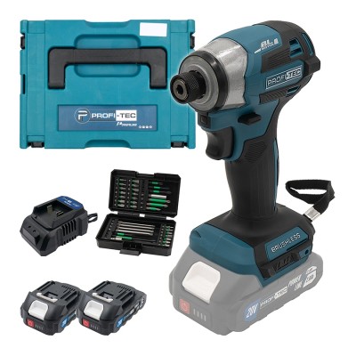 Аккумуляторный импульсный винтоверт PROFI-TEC PID1820BL POWERLine (набор бит, 2×PT2020MP (2.0 Ач), зарядное устройство)