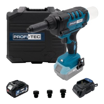 Аккумуляторный заклепочный пистолет PROFI-TEC PRG1020 POWERLine (1×PT2040MP (4.0 Ач), зарядное устройство)