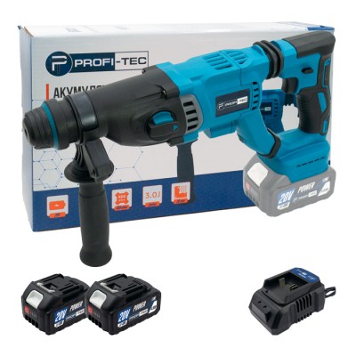 Акумуляторний перфоратор PROFI-TEC PBH201BL POWERLine (2×PT2040МP (4.0 Аг), зарядний пристрій)