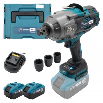 Акумуляторний гайковерт PROFI-TEC PTW2100BL POWERLine (2×PT2080EP (8.0 Аг), зарядний пристрій QBCD20/4 quick)
