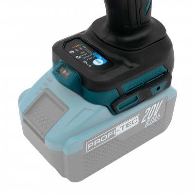 Акумуляторний гайковерт PROFI-TEC PTW2100BL POWERLine (2×PT2080EP (8.0 Аг), зарядний пристрій QBCD20/4 quick)