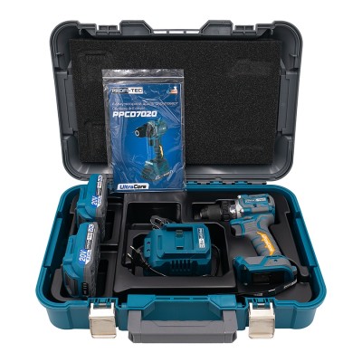 Аккумуляторная дрель-шуруповерт PROFI-TEC PPCD7020 UltraCore (2×PT2020VX (2.0 Ач), зарядное устройство)