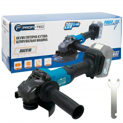Аккумуляторная угловая шлифовальная машина PROFI-TEC DGA201BL POWERLine (без аккумулятора и зарядного устройства)