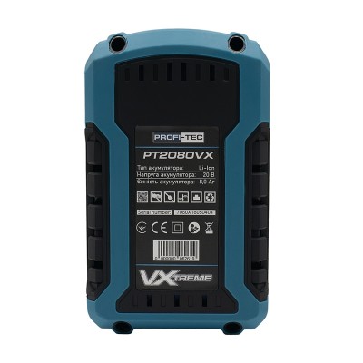 Аккумуляторная батарея PROFI-TEC PT2080VX POWERLine (20 В / 8.0 Ач, высокотоковая, с индикатором)