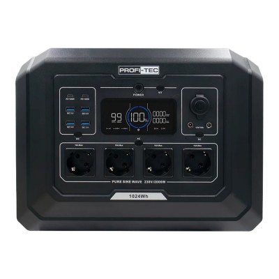 Портативная зарядная станция PROFI-TEC PPS2000 LiFePO₄ (2000 Вт, батарея 1024 Вт·ч)
