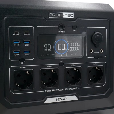 Портативная зарядная станция PROFI-TEC PPS2000 LiFePO₄ (2000 Вт, батарея 1024 Вт·ч)