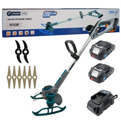 Аккумуляторный триммер PROFI-TEC PGT1520BL POWERLine (2×PT2020MP (2.0 Ач), зарядное устройство)