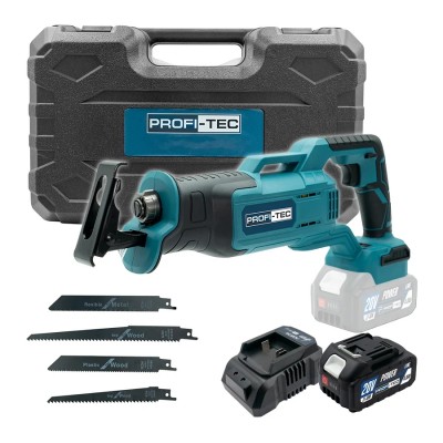 Аккумуляторная сабельная пила PROFI-TEC BJR2022 POWERLine (1×PT2040MP (4.0 Ач), зарядное устройство)