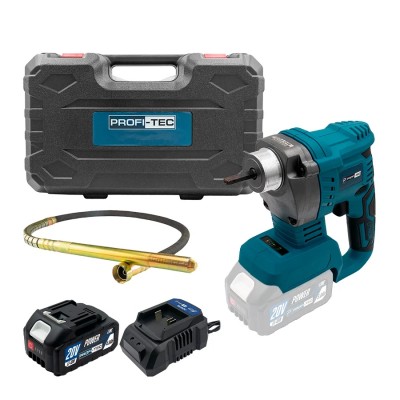 Аккумуляторный вибратор для бетона PROFI-TEC DVR1500BL POWERLine (1×PT2040MP (4.0 Ач), зарядное устройство)