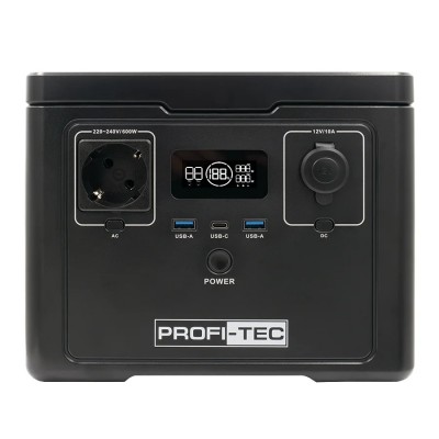 Портативная зарядная станция PROFI-TEC PPS600 LiFePO₄ (600 Вт, батарея 512 Вт·ч)
