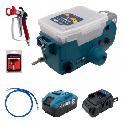 Аккумуляторный безвоздушный краскопульт PROFI-TEC PCPS1420 POWERLine (1×PT2080EP (8.0 Ач), зарядное устройство)