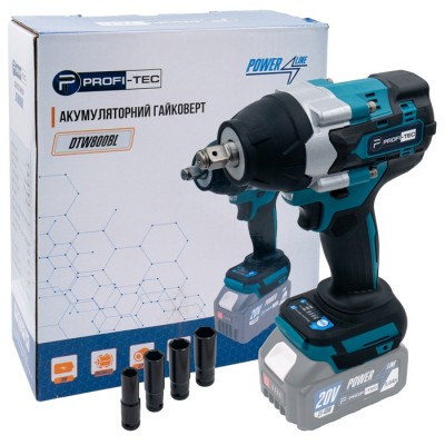 Аккумуляторный гайковерт PROFI-TEC DTW800BL POWERLine (без аккумулятора и зарядного устройства)