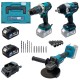 Аккумуляторный набор инструментов PROFI-TEC Combo Set 3/4 POWERLine (DHP485BL, PGA202BL, DTW800BL) (2×PT2040MP (4.0 Ач), зарядное устройство)